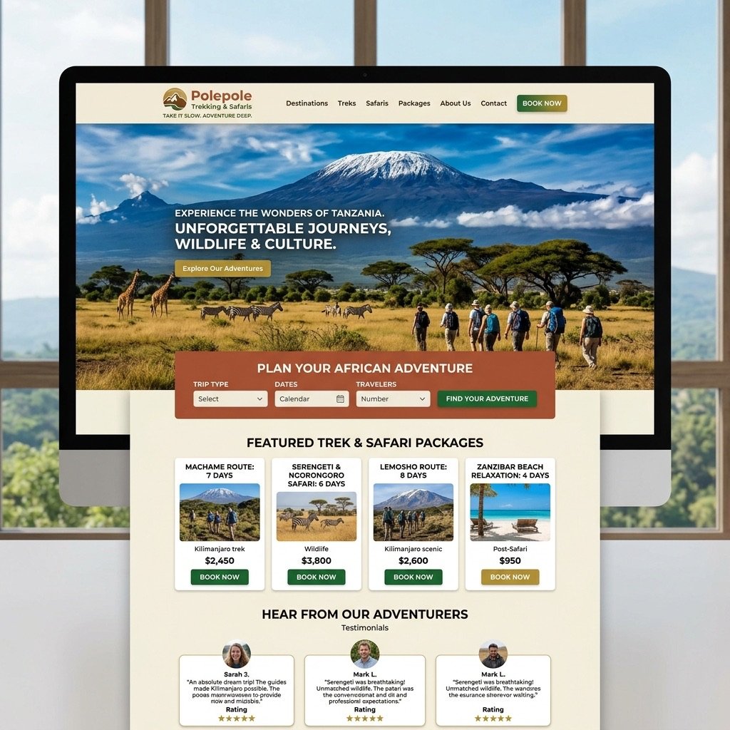 Polepole Trekking and Safaris website